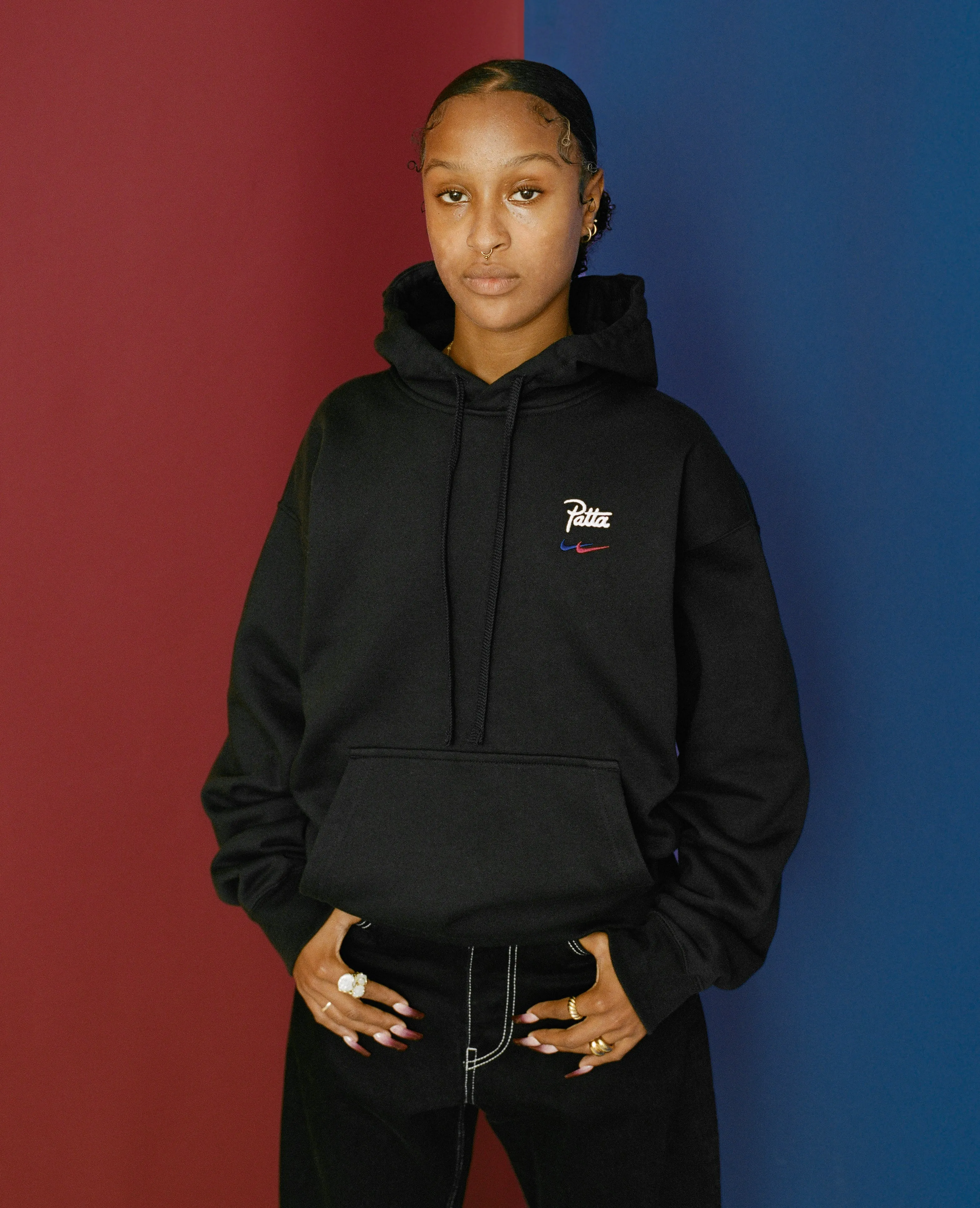 FCB x Patta Culers del Món Hooded Sweater (Black/Deep Royal Blue)