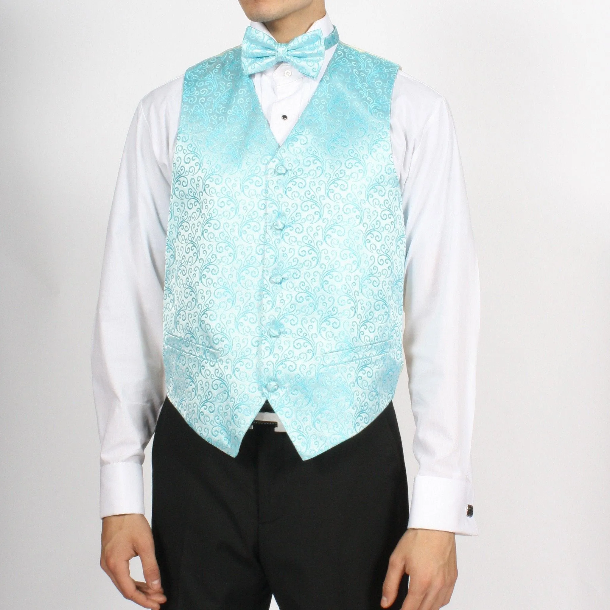 Ferrecci Mens PV50-6 Turquoise Vest Set