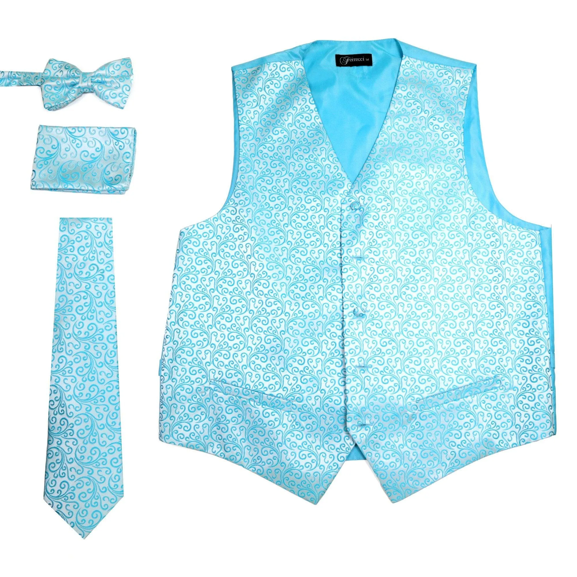 Ferrecci Mens PV50-6 Turquoise Vest Set