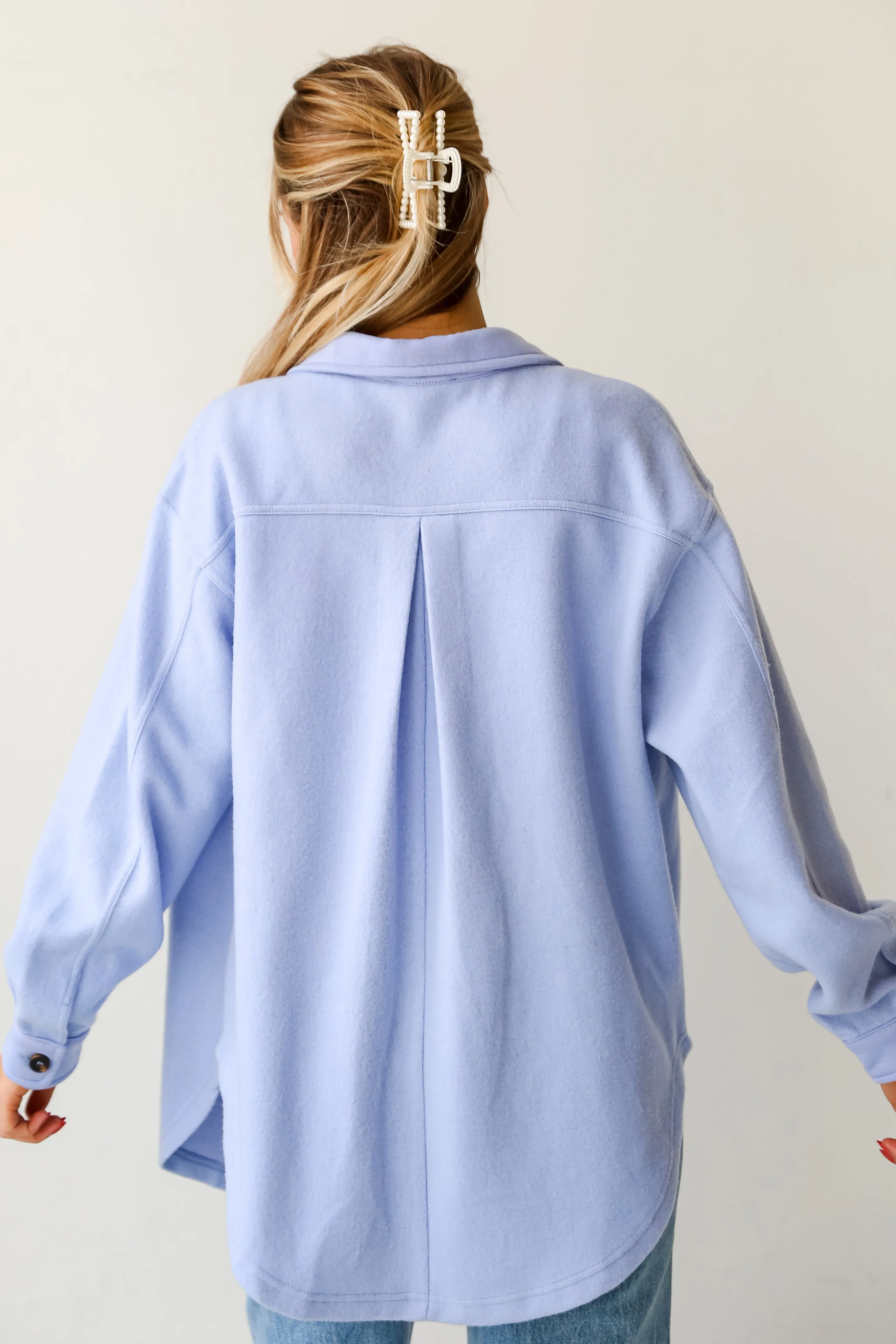 FINAL SALE - Irresistible Comfort Blue Brushed Knit Shacket - DU DEAL