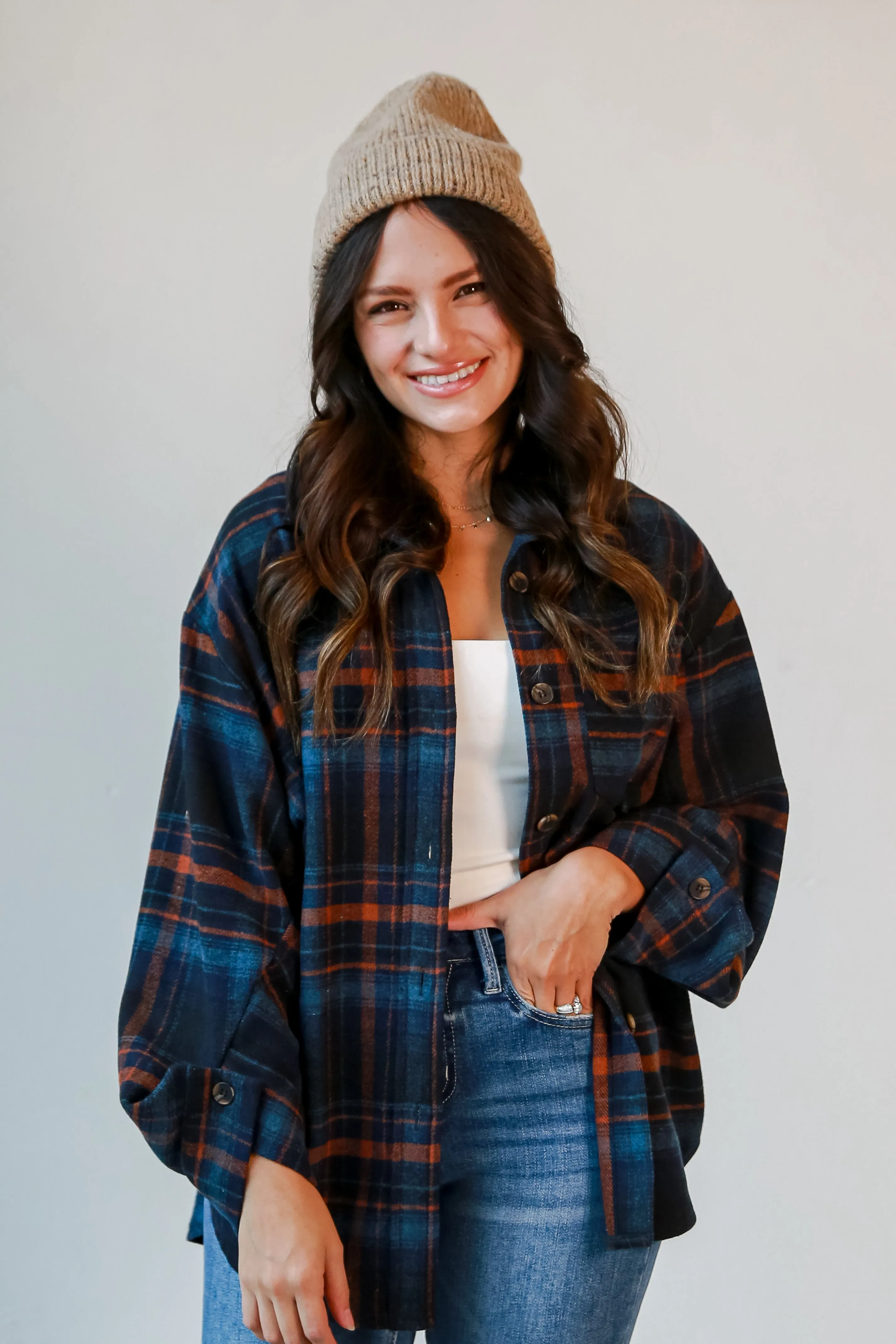 FINAL SALE - Sweetest Mood Navy Plaid Shacket