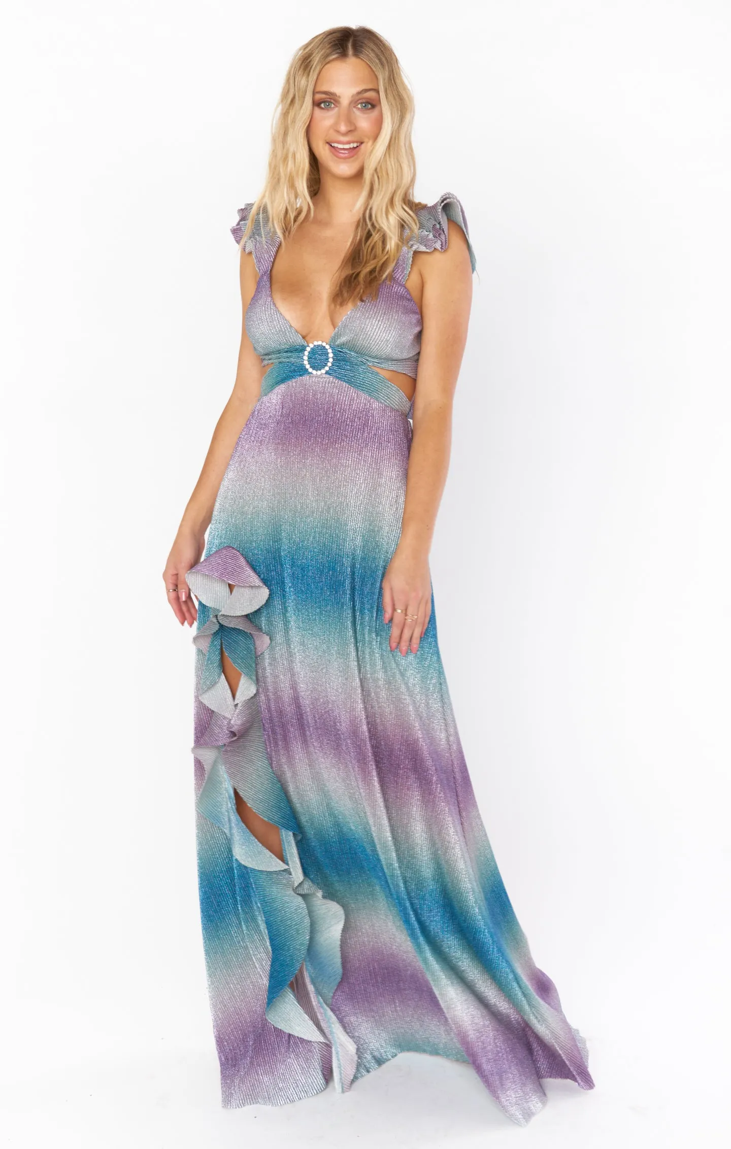 Francie Ruffle Dress ~ Ombre Metallic Crinkle