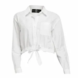 Front Button-Down Tie Front Poplin Shirt