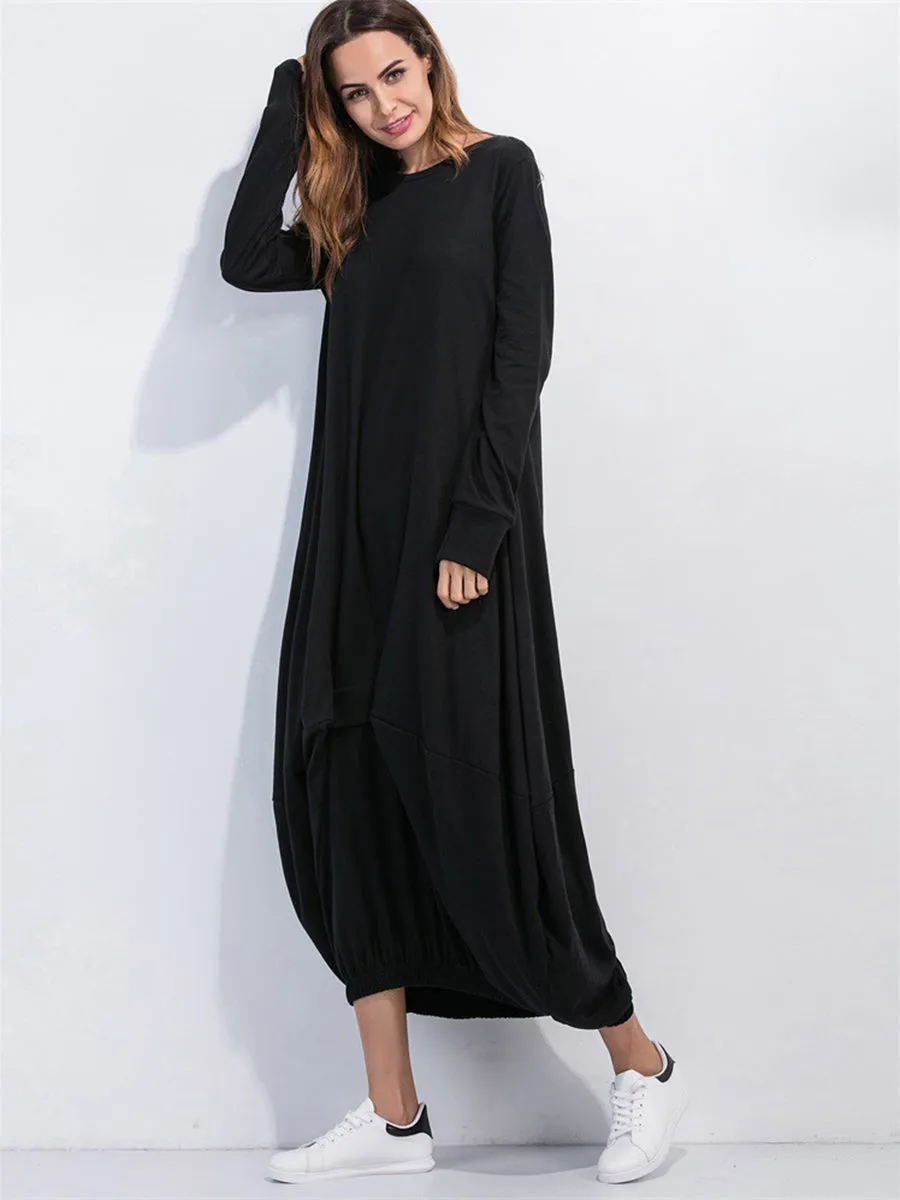 Full Size Round Neck Long Sleeve Sweatshirt Dress