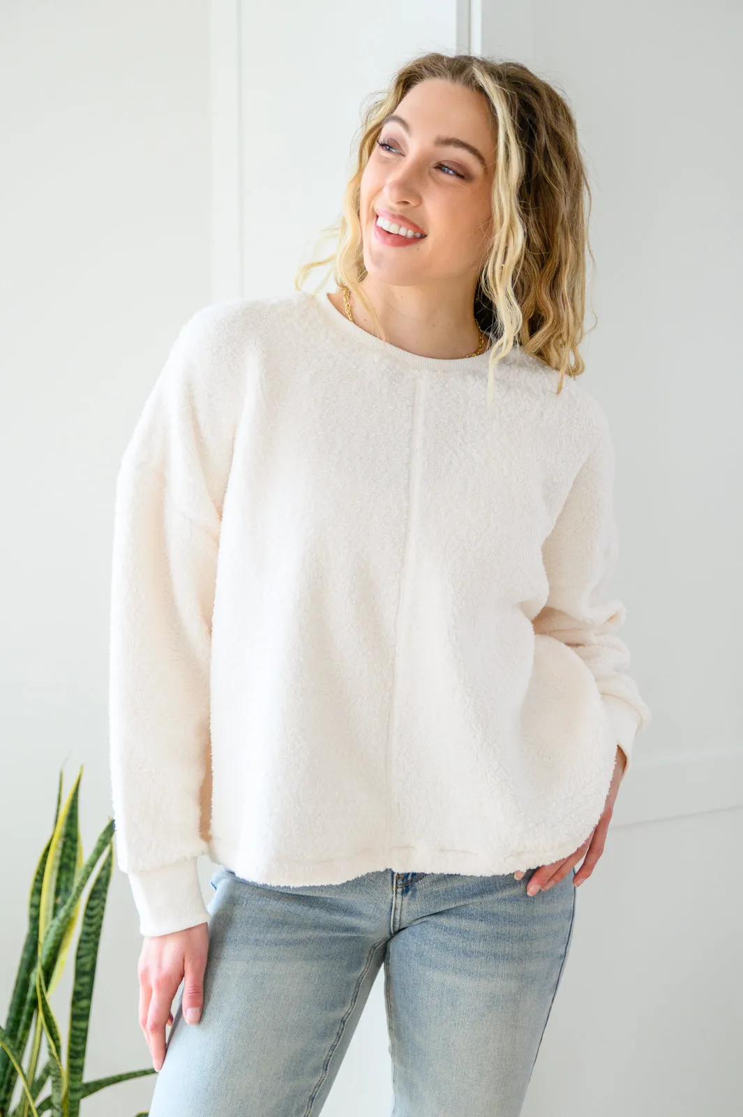 Fuzzy Cuddles Sweater in Off White BF35