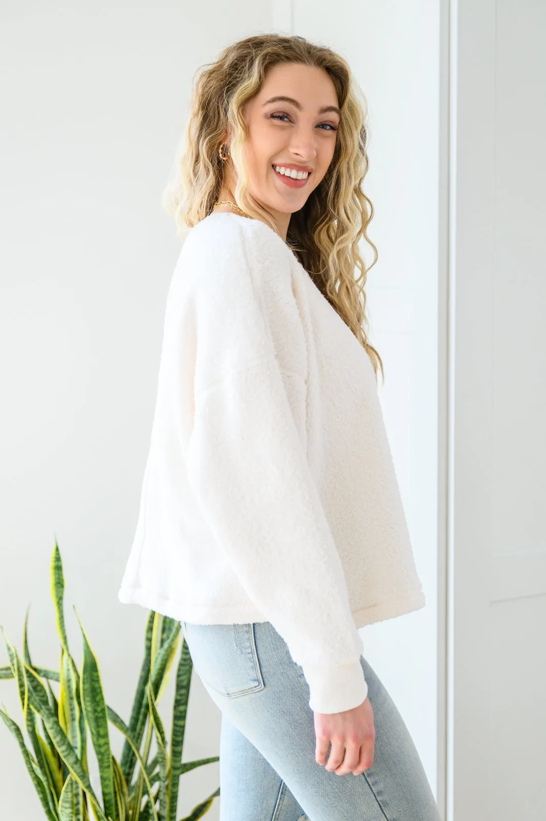 Fuzzy Cuddles Sweater in Off White BF35