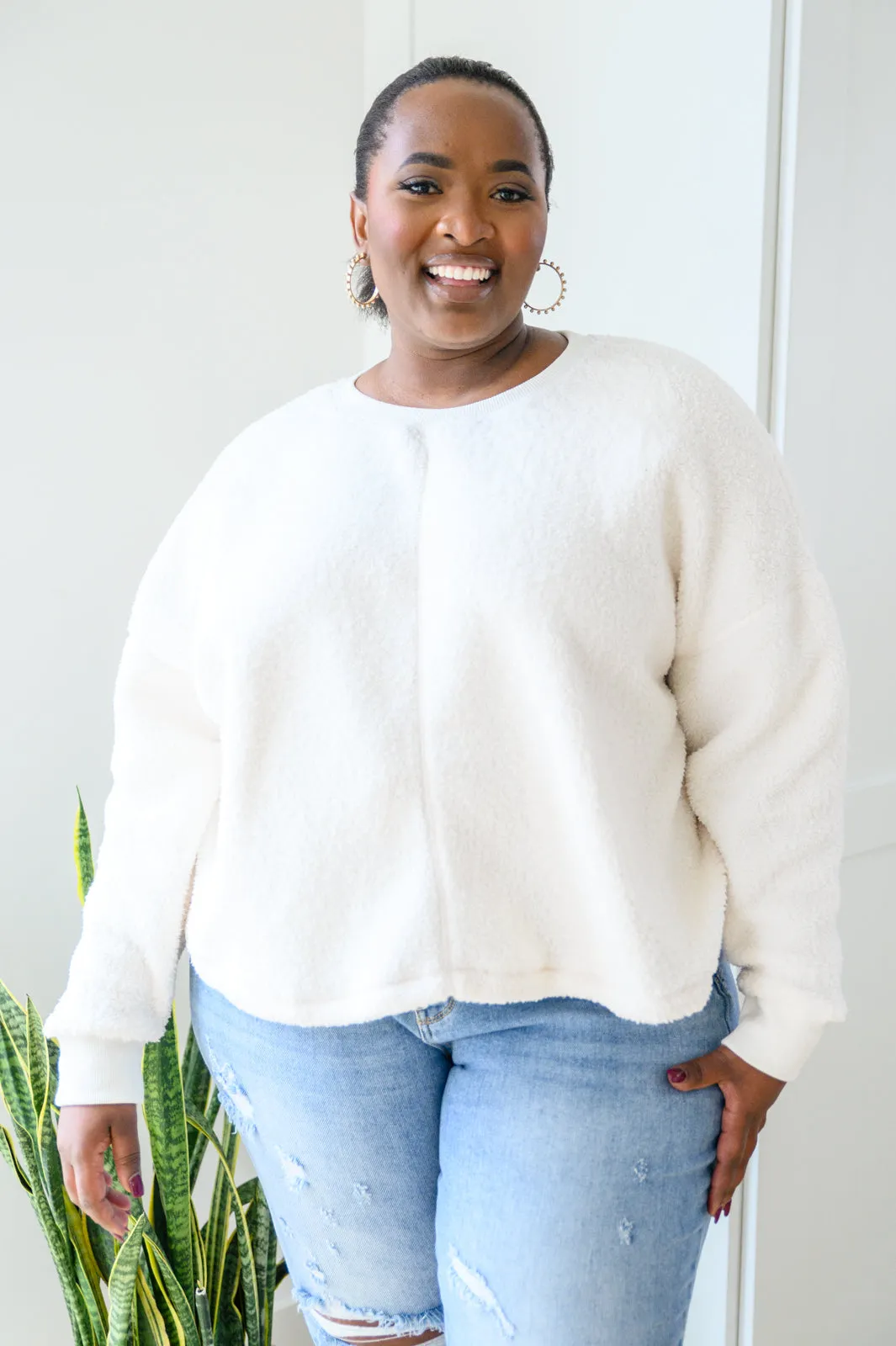 Fuzzy Cuddles Sweater in Off White BF35