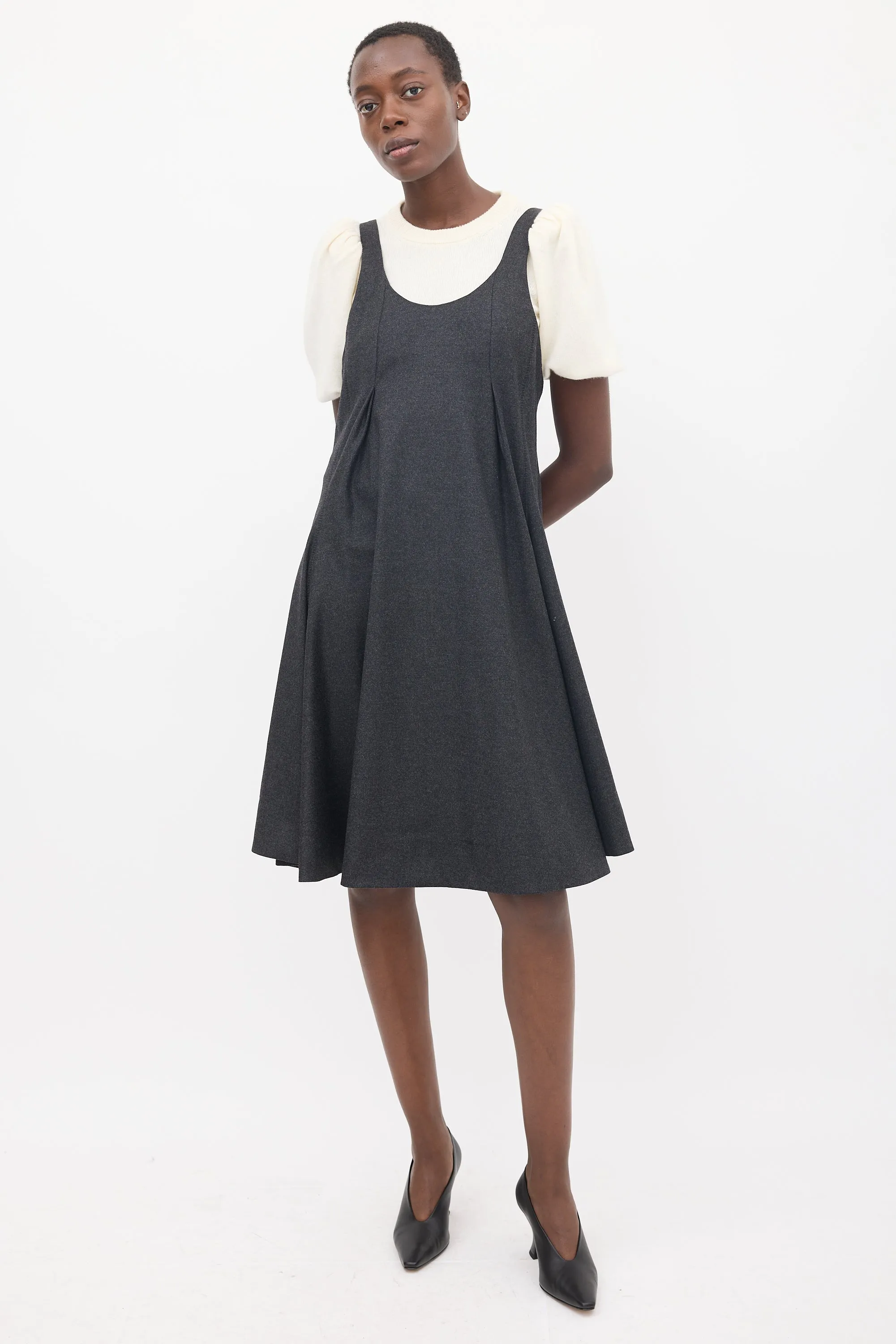 FW 2007 Grey Wool Pleated Dress