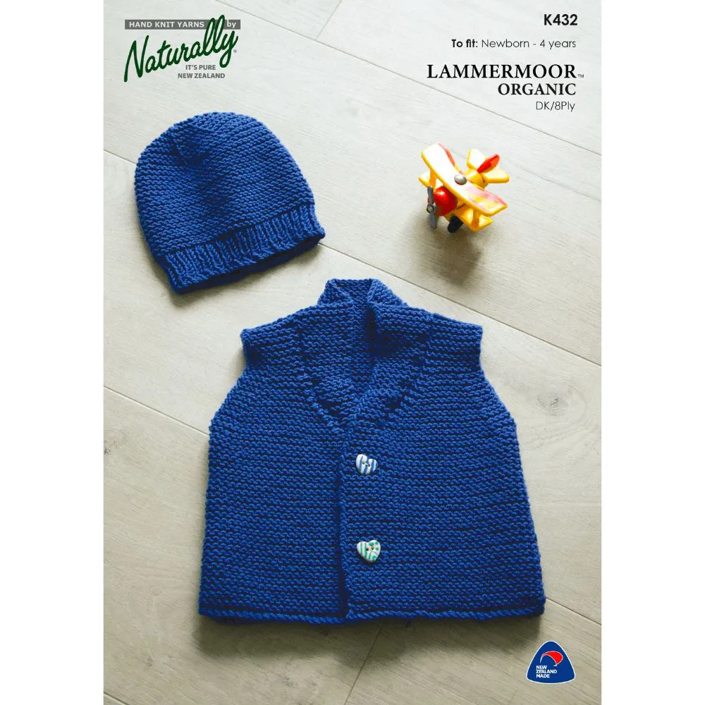 Garter Stitch Vest and Hat Knitting Pattern (K432)