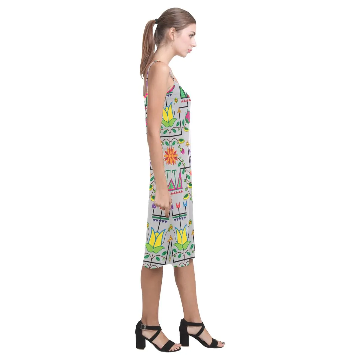 Geometric Floral Summer - Gray Alcestis Slip Dress