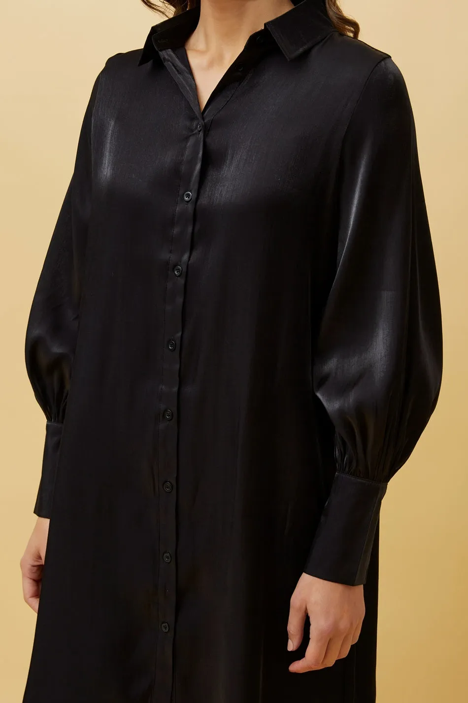 GERTIE SATIN SHIRT MIDI DRESS