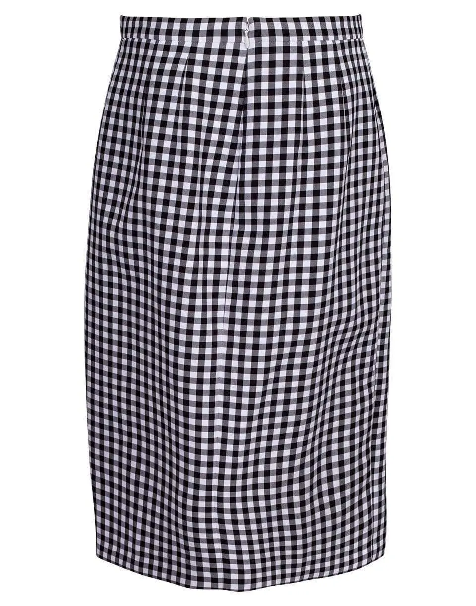 Gingham Cotton Slit Pencil Skirt