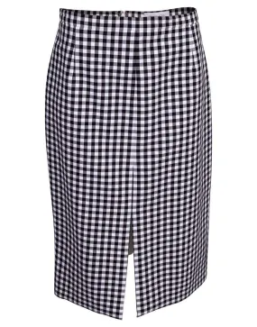 Gingham Cotton Slit Pencil Skirt