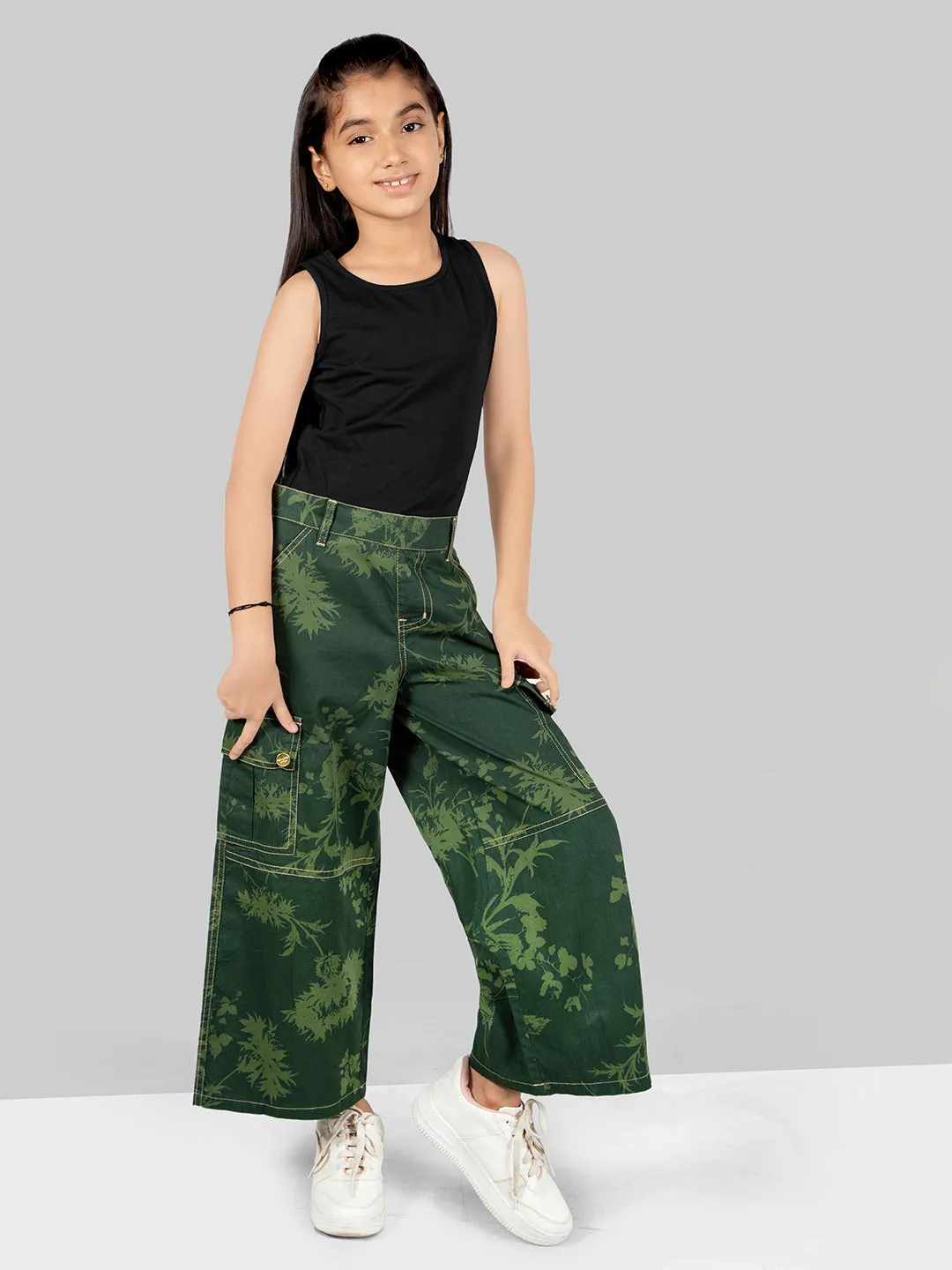 Girls Cotton Camouflage Cargo