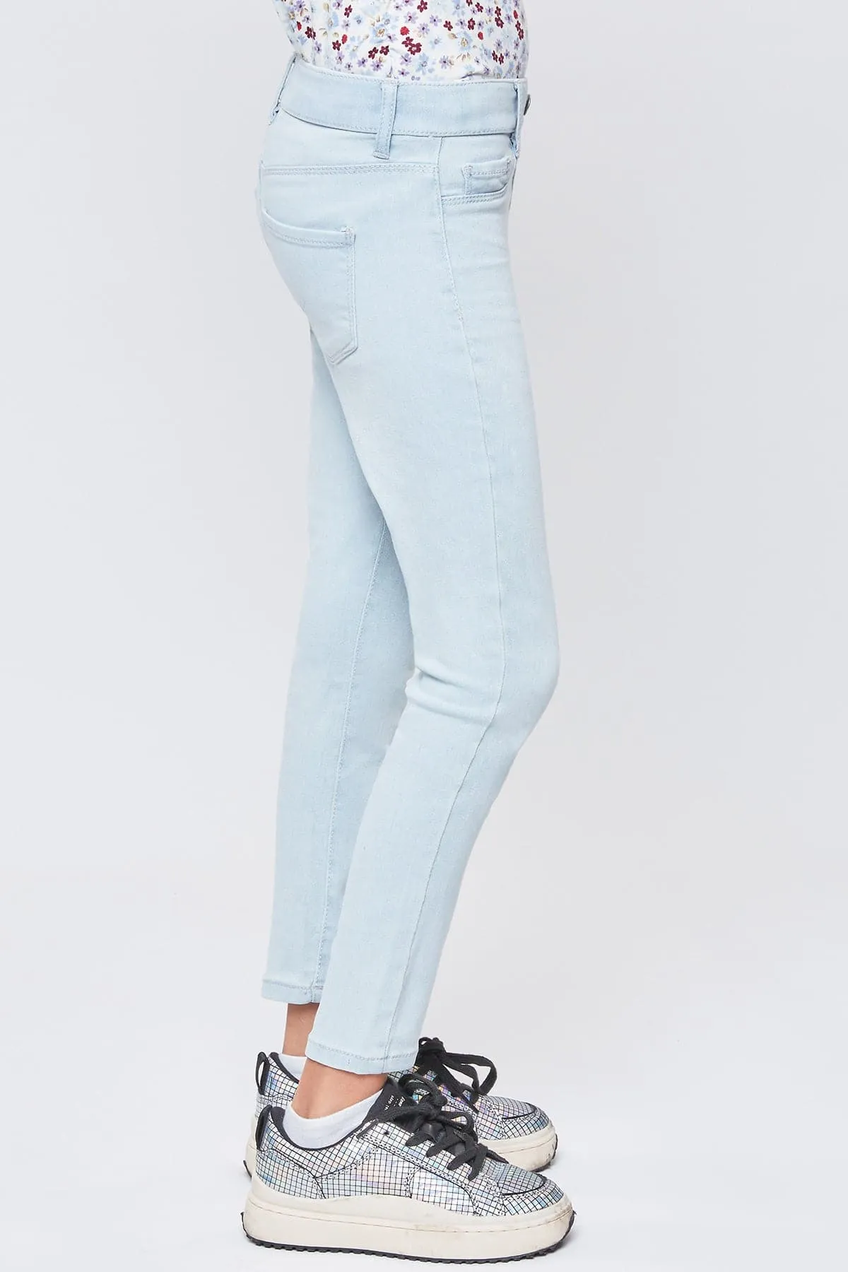 Girls Faux Front Pull-On Skinny Jeans