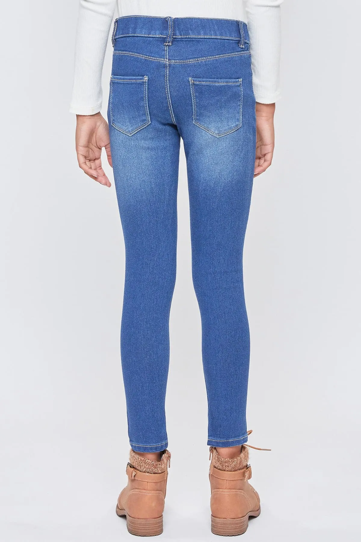 Girls Faux Front Pull-On Skinny Jeans