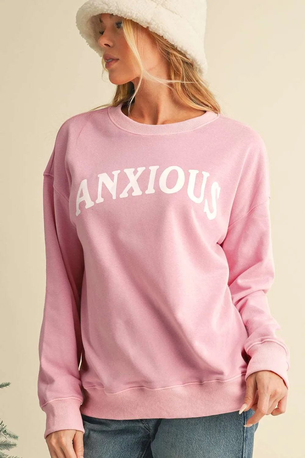 Gothic Outlaws ANXIOUS (This Too Shall Pass) Pink Graphic Sweatshirt