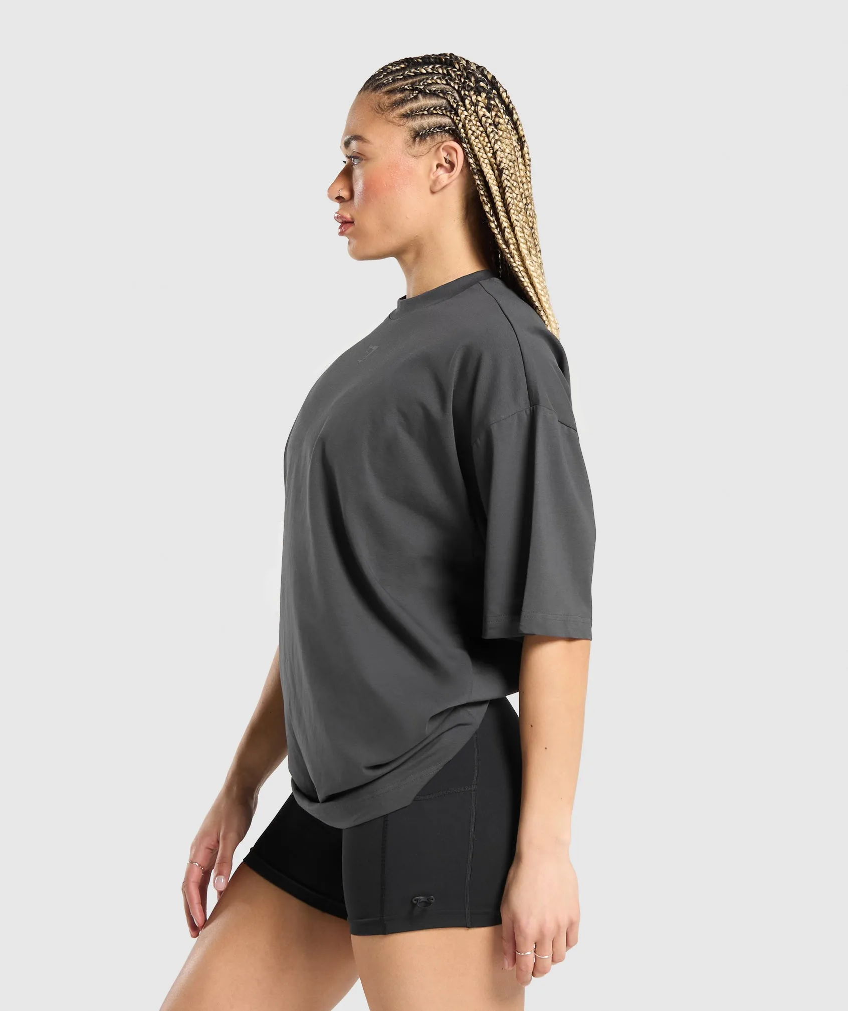 Gymshark Gymshark Lifting Graphic Oversized Baggy T- Shirt - Asphalt Grey