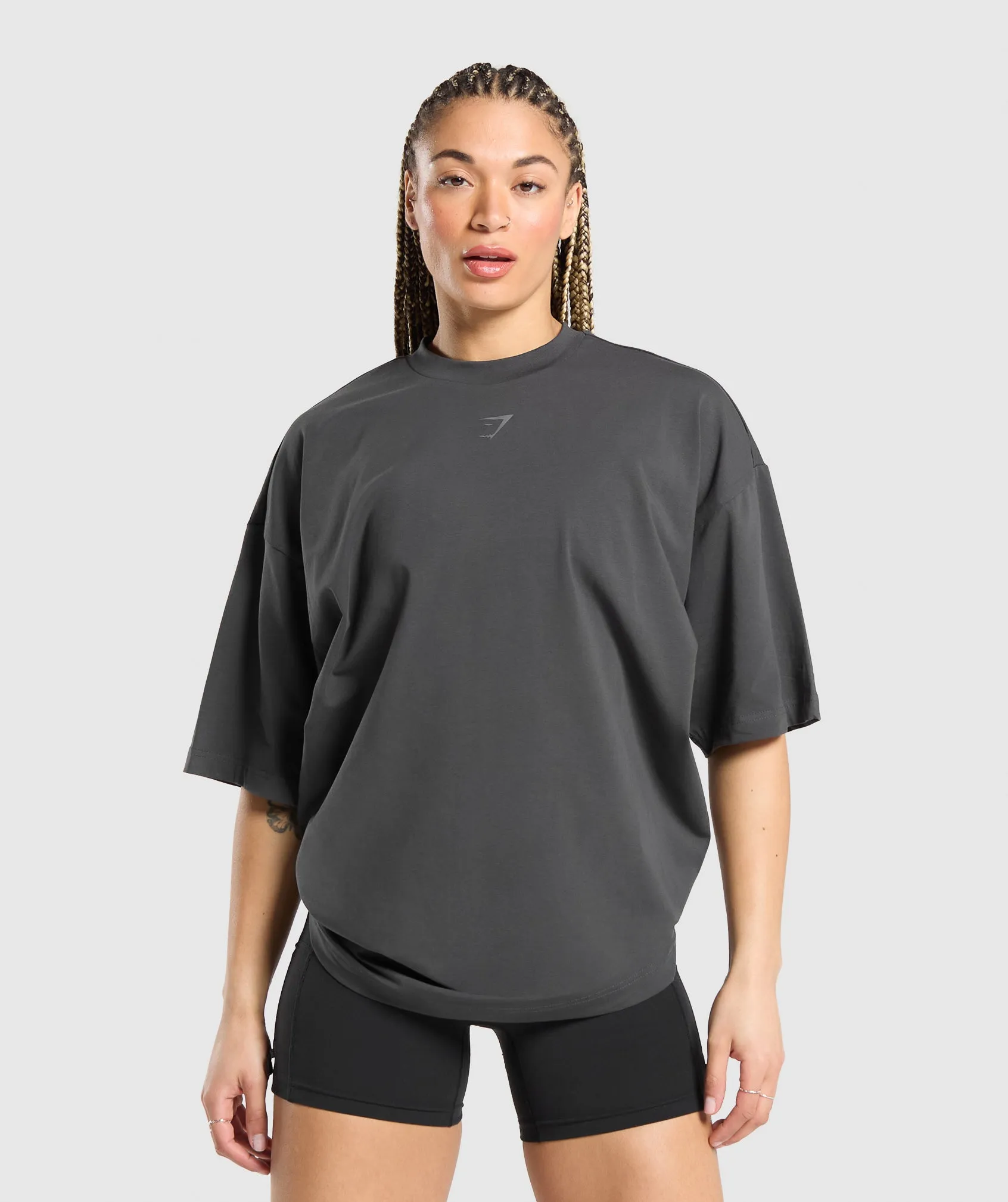 Gymshark Gymshark Lifting Graphic Oversized Baggy T- Shirt - Asphalt Grey