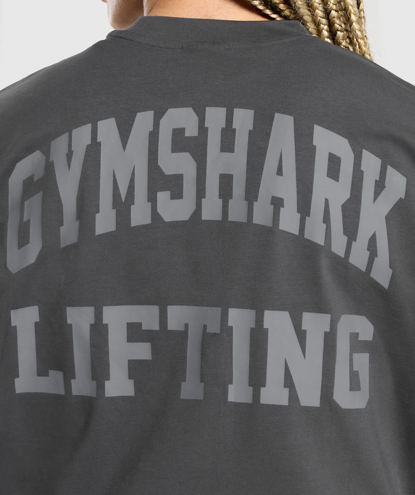 Gymshark Gymshark Lifting Graphic Oversized Baggy T- Shirt - Asphalt Grey