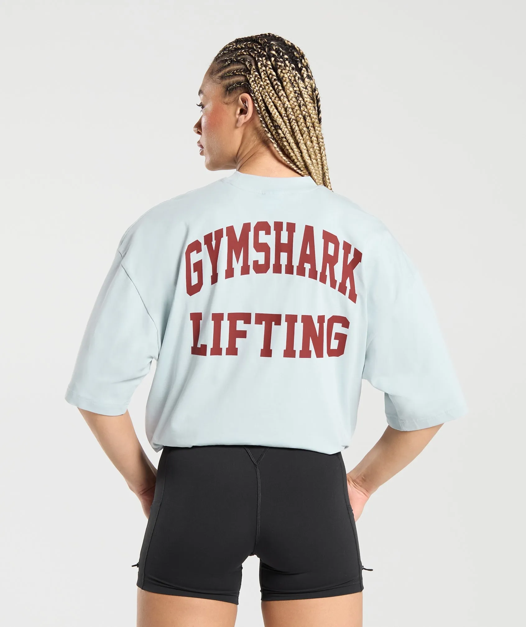 Gymshark Gymshark Lifting Graphic Oversized Baggy T- Shirt - Fresh Blue