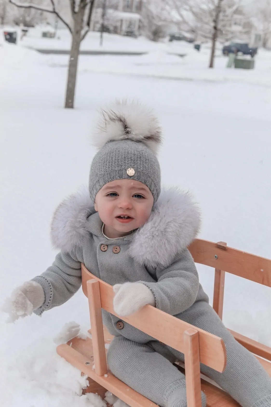 Honeycomb Grey Cashmere Beanie Hats