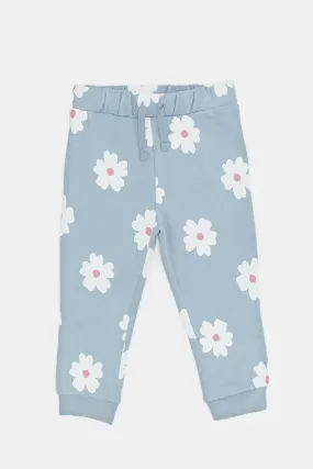 Infant Girls Blue Floral Print Active Pants