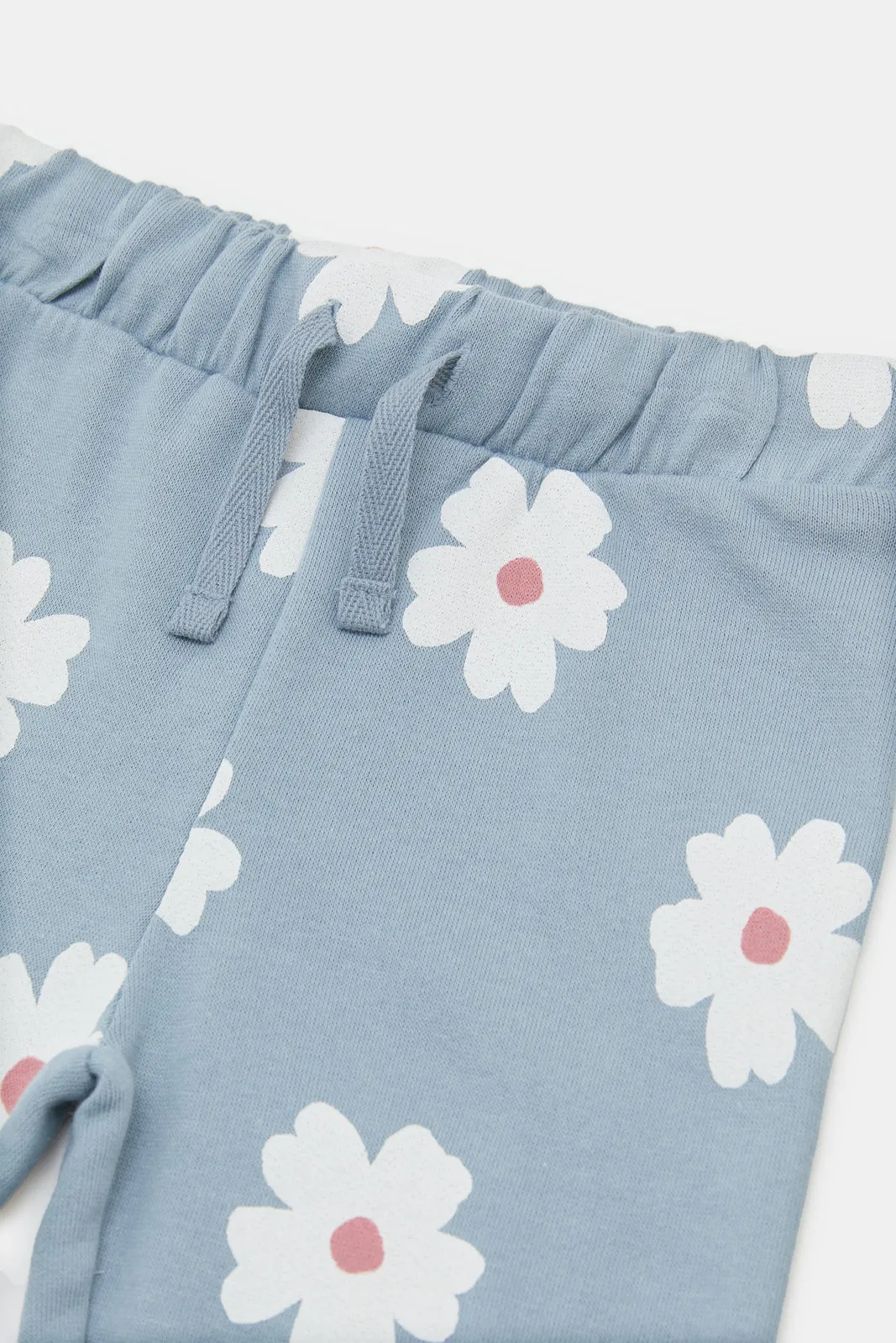 Infant Girls Blue Floral Print Active Pants