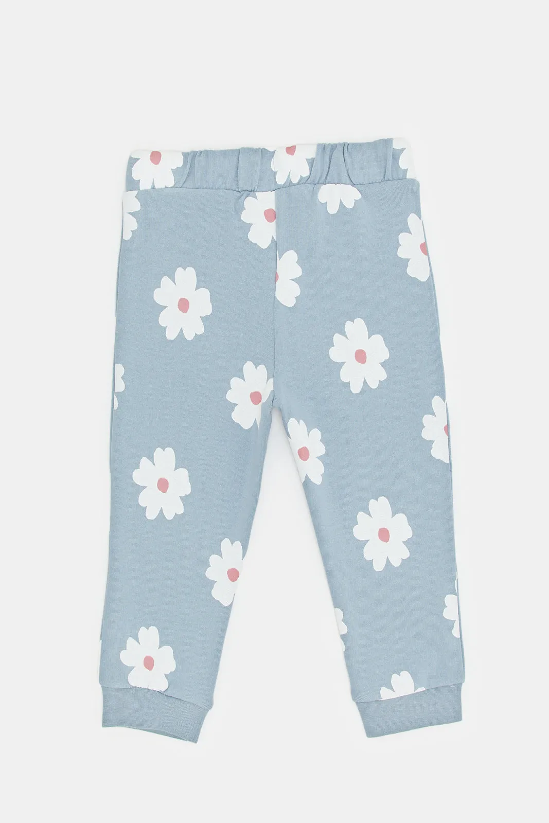 Infant Girls Blue Floral Print Active Pants