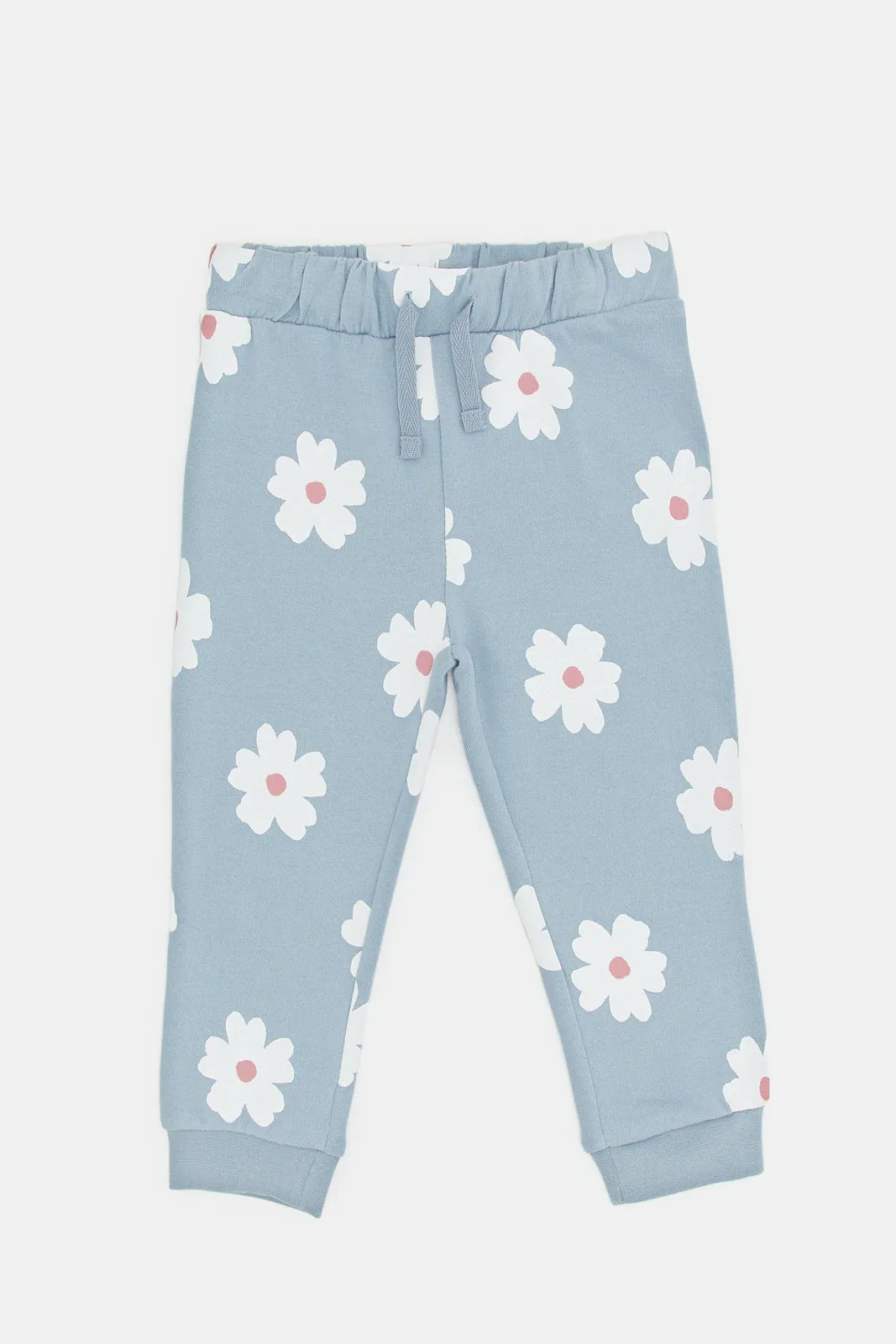 Infant Girls Blue Floral Print Active Pants