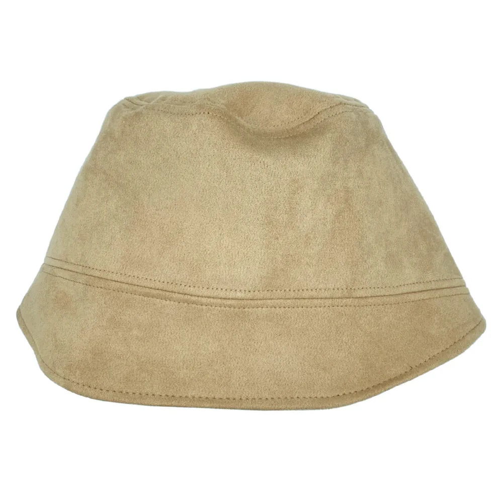 Jenny Faux Suede Bucket Hat - Camel