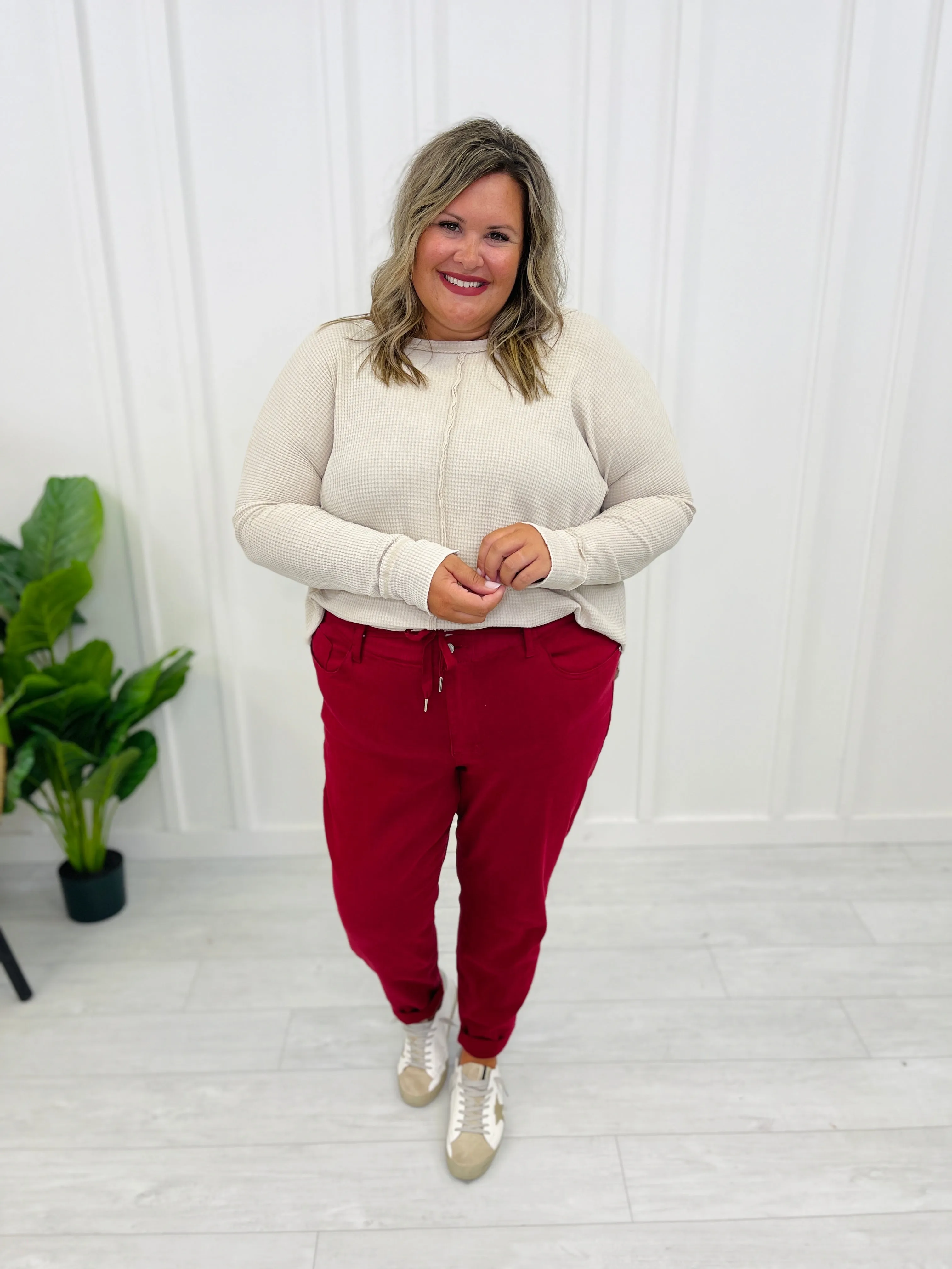 Judy Blue REG/CURVY Red, Red, Wine Denim Joggers