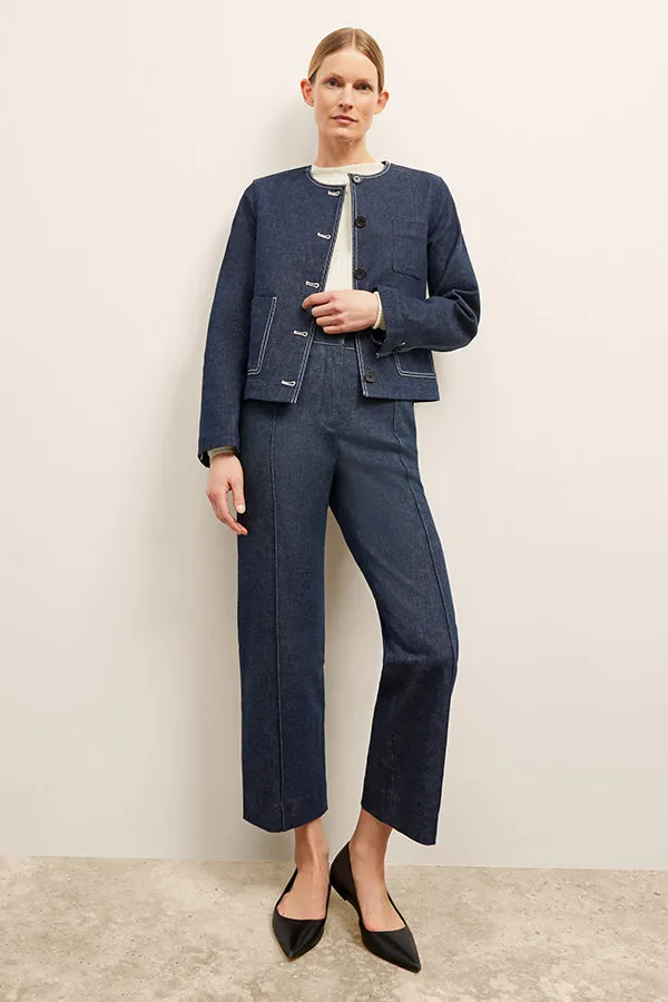 Kane Cropped Jacket - Stretch Denim Suiting :: Dark Wash