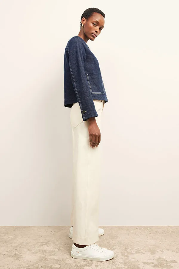 Kane Cropped Jacket - Stretch Denim Suiting :: Dark Wash