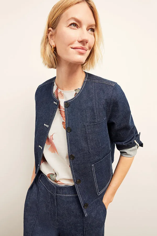 Kane Cropped Jacket - Stretch Denim Suiting :: Dark Wash