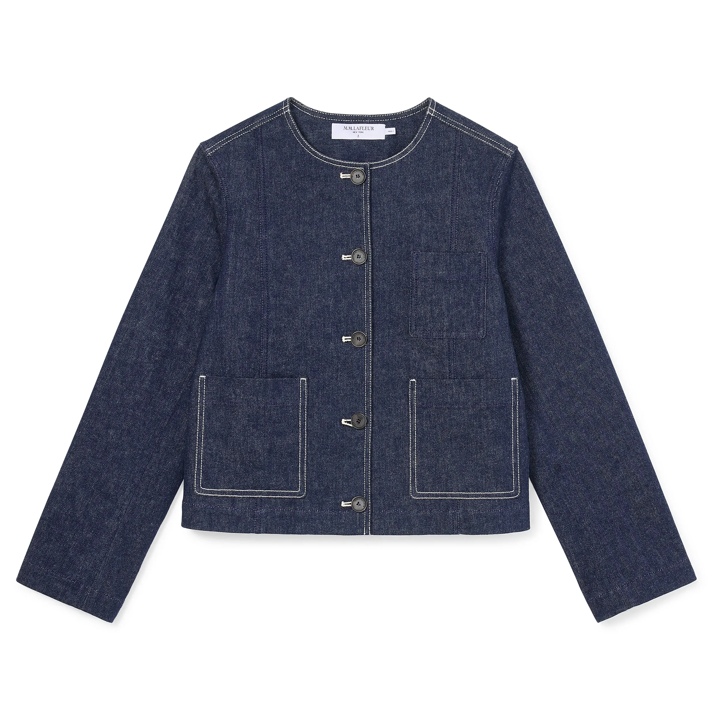 Kane Cropped Jacket - Stretch Denim Suiting :: Dark Wash