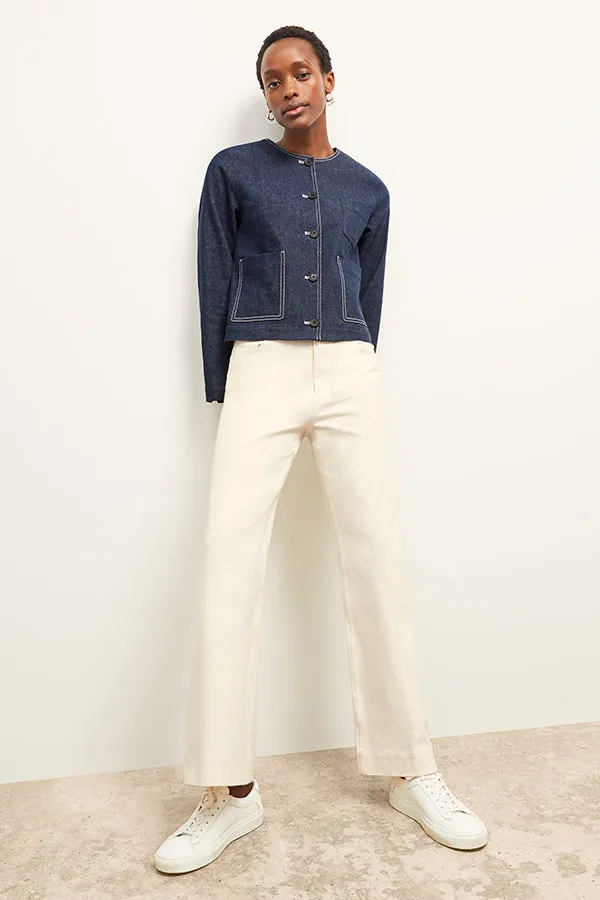 Kane Cropped Jacket - Stretch Denim Suiting :: Dark Wash