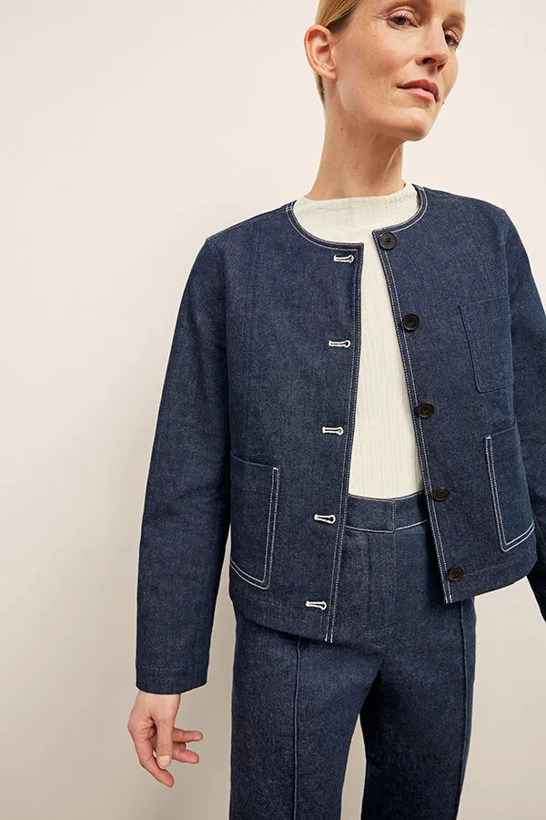 Kane Cropped Jacket - Stretch Denim Suiting :: Dark Wash