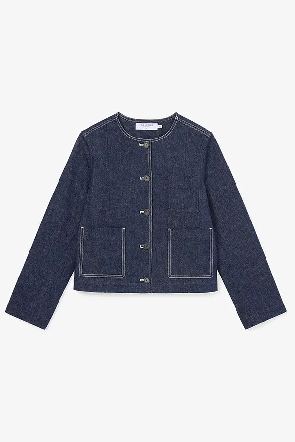 Kane Cropped Jacket - Stretch Denim Suiting :: Dark Wash