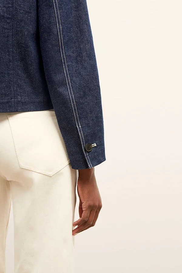 Kane Cropped Jacket - Stretch Denim Suiting :: Dark Wash