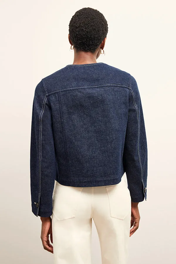 Kane Cropped Jacket - Stretch Denim Suiting :: Dark Wash