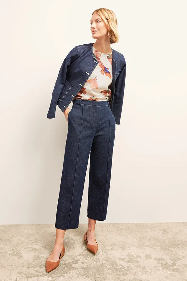 Kane Cropped Jacket - Stretch Denim Suiting :: Dark Wash