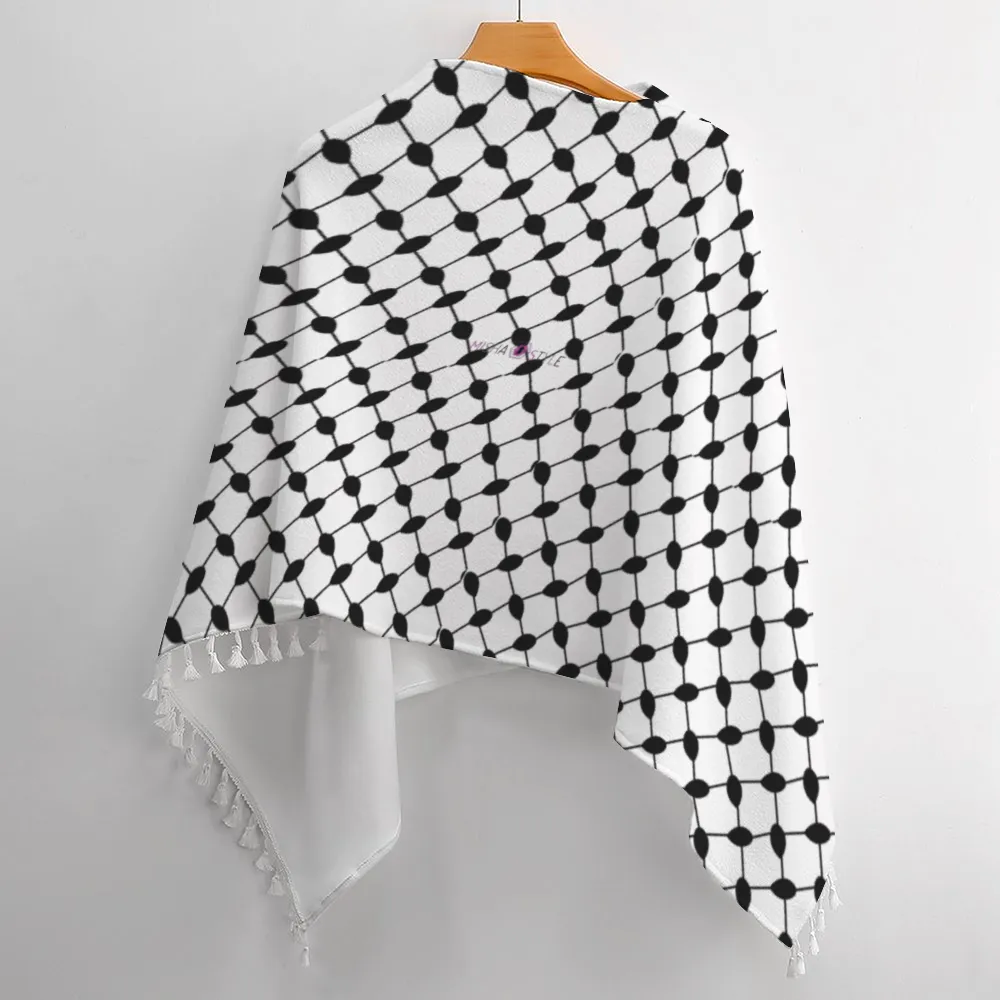 keffiyeh Knitted Cloaks with Tassel Cape