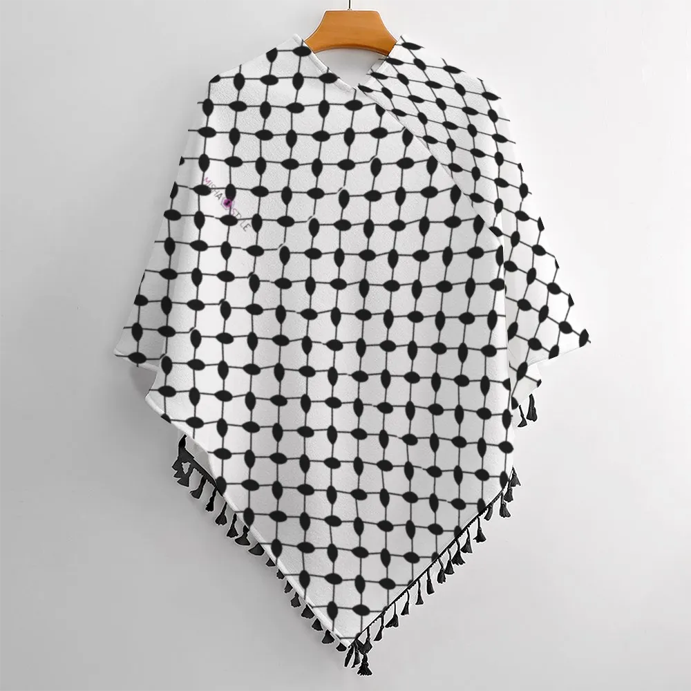 keffiyeh Knitted Cloaks with Tassel Cape