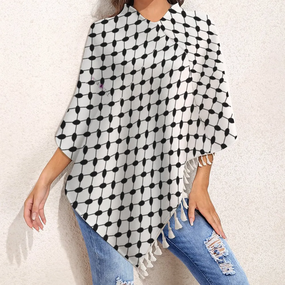 keffiyeh Knitted Cloaks with Tassel Cape