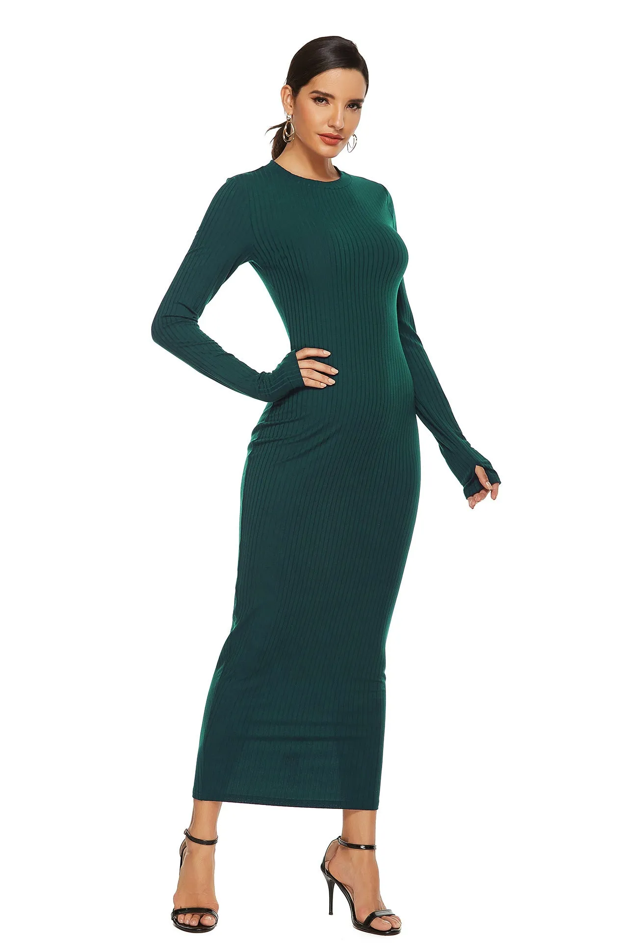 Kenji Long Sleeve Knit Midi Dress - Charcoal - FINAL SALE