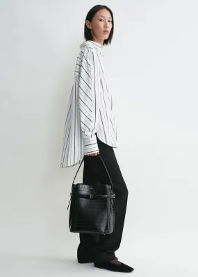 Kimono-sleeve striped shirt white/black