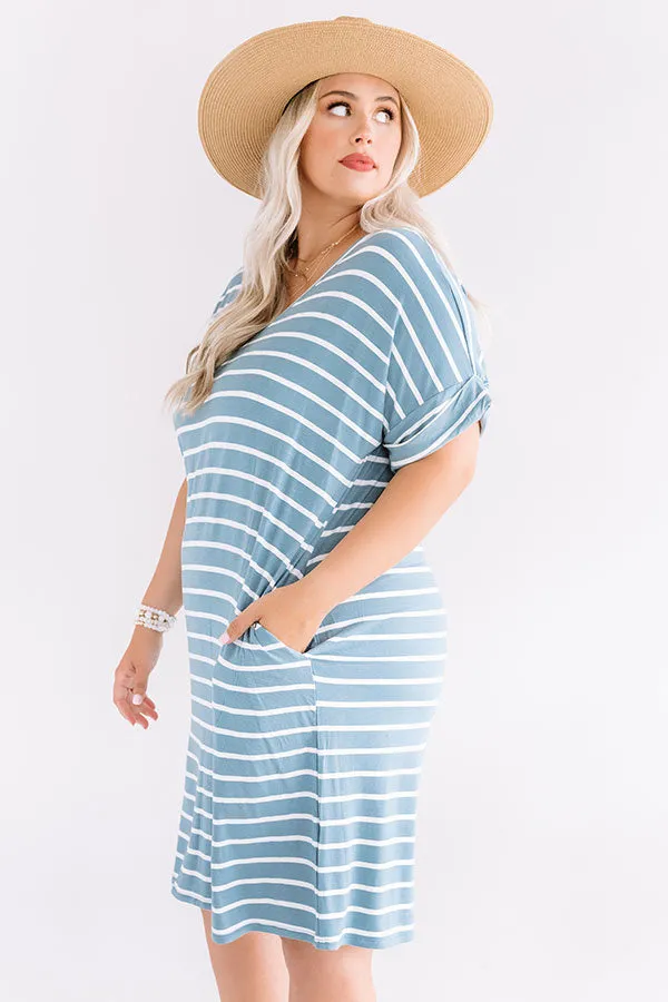 Kisses And Stripes Dress In Airy Blue Curves