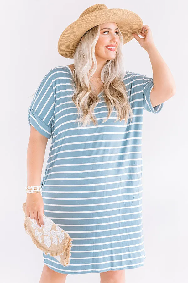 Kisses And Stripes Dress In Airy Blue Curves