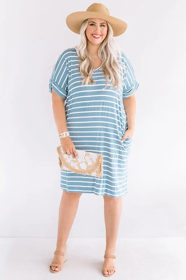 Kisses And Stripes Dress In Airy Blue Curves